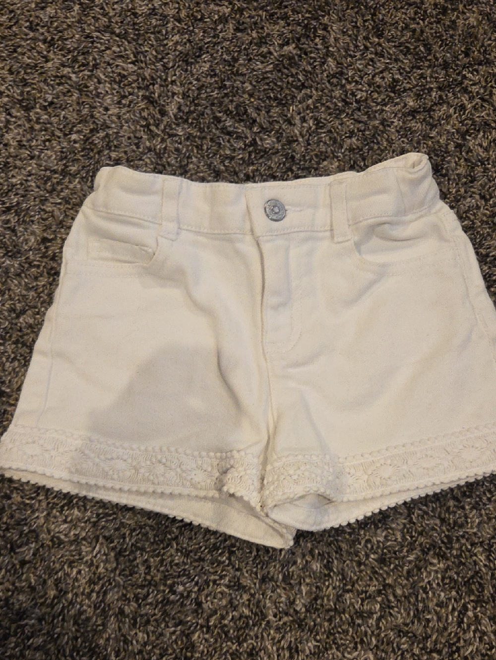 Janie and Jack Cream Lace-Trim Denim Shorts